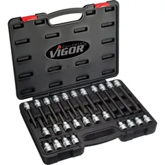 VIGOR skrutrekkerpipesett 26 deler 1/2" For manuell bruk