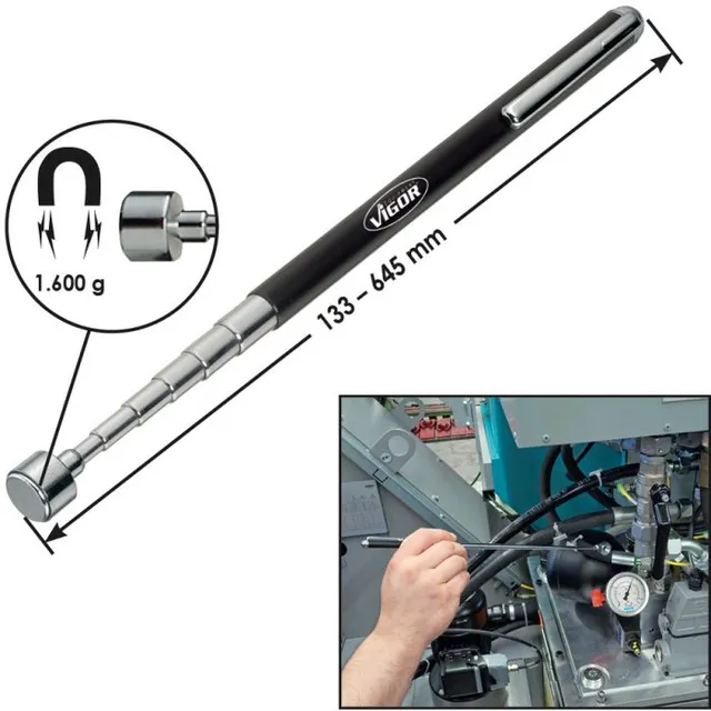 VIGOR Teleskop-magnetløfter 645 mm Mål: 645 mm 