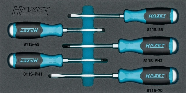 Hazet Skrutrekkersett 163-264/5N 5 deler med slagkappe | ,8 x 4,5 – 1,2 x 7 