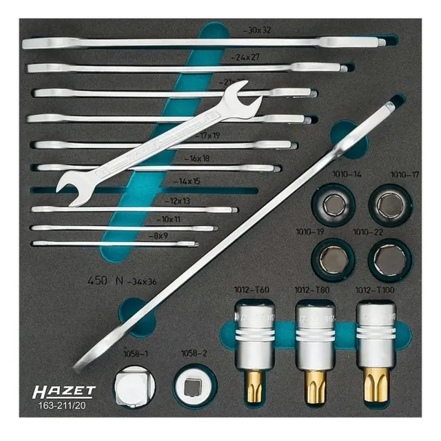Hazet Skrunøkkel-/pipesett 163-211/20 3/4 tomme (2 mm) firkantdrev | 2 deler 
