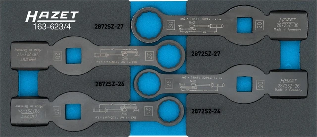 Hazet Slag-ringnøkkelsett 163-623/4 3/4 tomme (2 mm) firkantdrev | 4 deler 