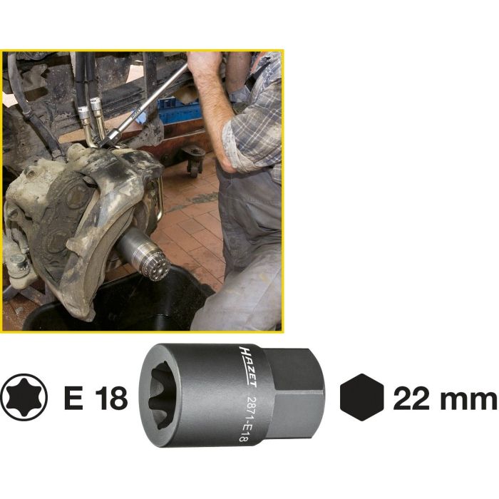 Hazet Bremsekaliper-innsats 2871-E18 22 mm utvendig sekskant | utv. TORX®