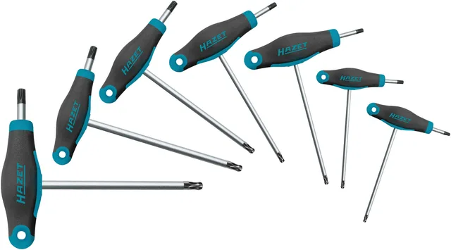 Hazet Skrutrekkersett 829KKT/7 7 deler med T-håndtak | innv. TORX® | T9 | T1 