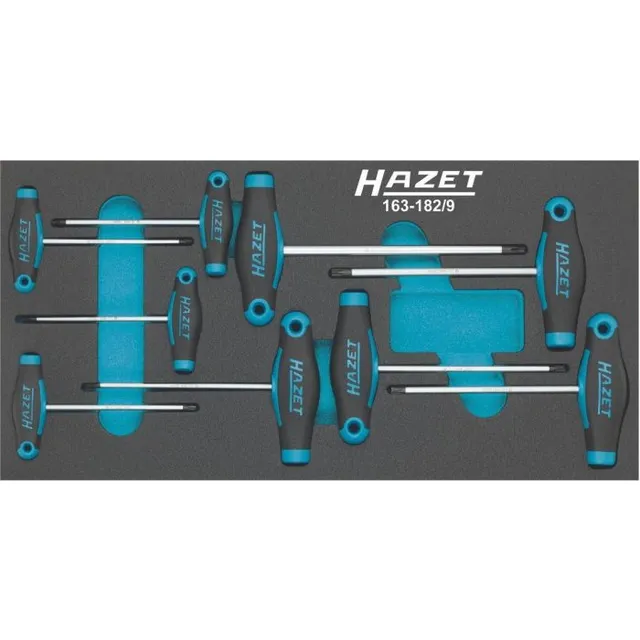Hazet Skrutrekkersett 163-182/9 9 deler med T-håndtak | innv. TORX® | T6 | T7 