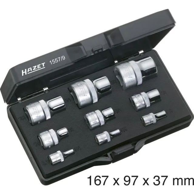 Hazet Verktøysett 1557/9 utv. TORX® 1/4 tomme firkantdrev, 3/8 tomme (1 mm) 