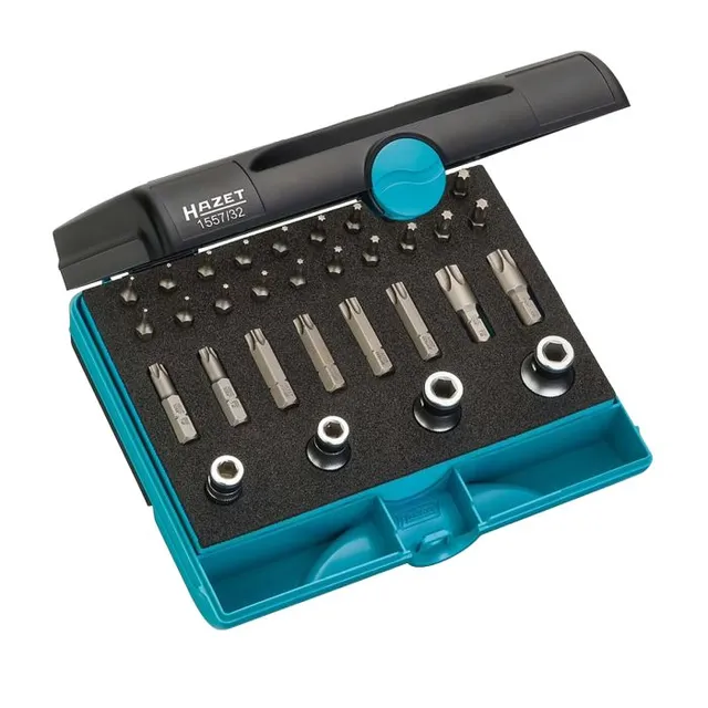 Hazet Verktøysett 1557/32 innv. TORX® 1/4 tomme sekskant | 32 deler | T6 – T55 