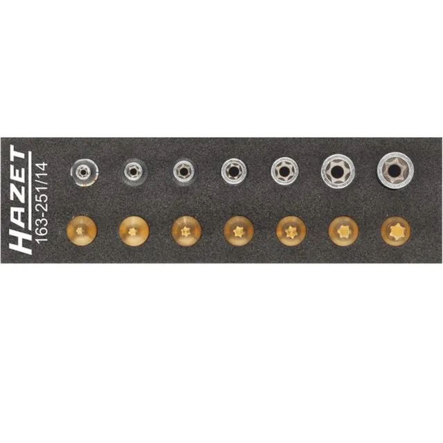 Hazet Verktøysett 163-251/14 14 deler TORX® | 1/4 tomme firkantdrev | E4 – E11 