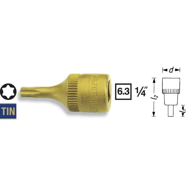 Hazet Skrutrekkerpipe 8502-T8 NV T8 1/4 tomme firkantdrev | innv. TORX® 