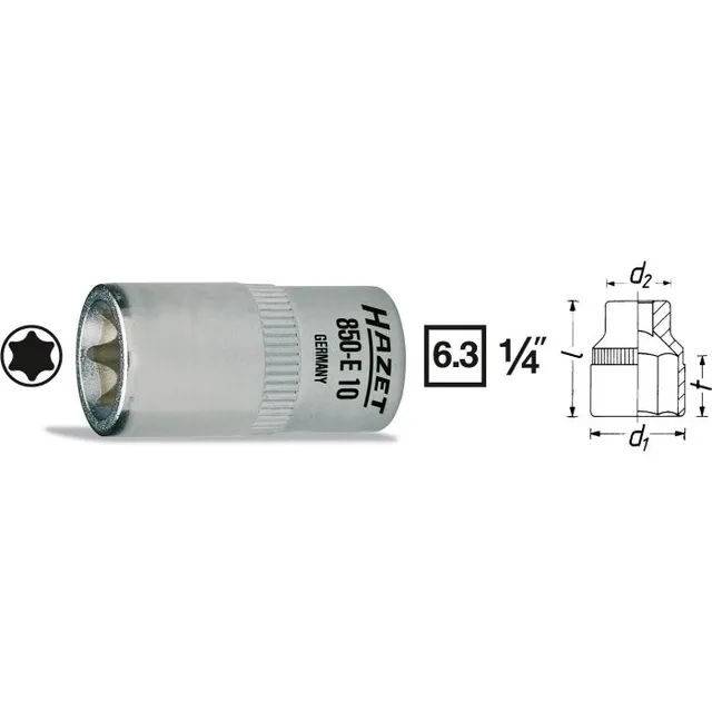 Hazet Pipe 850-E5 1/4 tomme firkantdrev utv. TORX® | NV E5 