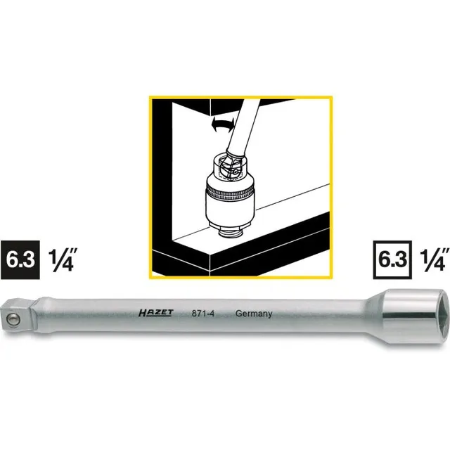 Hazet Forlenger 871-4 Lengde 101,5 mm svingbar | 1/4 tomme firkantdrev 