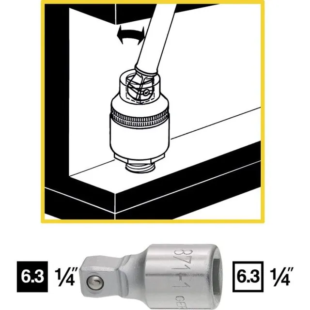 Hazet Forlenger 871-1 Lengde 25 mm svingbar | 1/4 tomme firkantdrev 