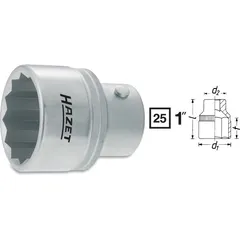 Hazet Pipe 1100Z-80 Ytterprofil 12-kant 1 tomme (25 mm) firkantdrev | NV 8 mm