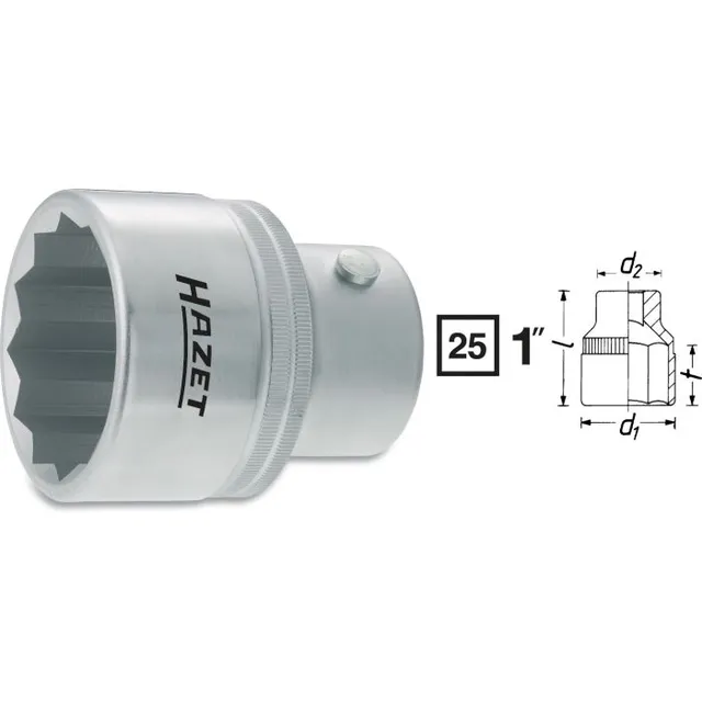Hazet Pipe 1100Z-80 Ytterprofil 12-kant 1 tomme (25 mm) firkantdrev | NV 8 mm 