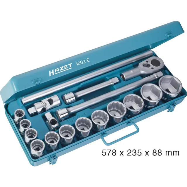 Hazet Pipesett 1002Z 6-kant 3/4 tomme (2 mm) firkantdrev | 18 deler 
