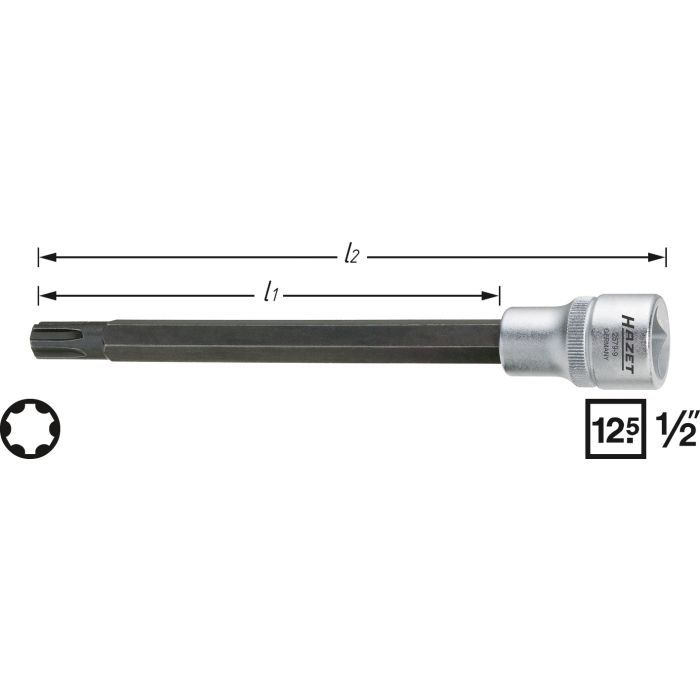 Hazet Topplokk-skrutrekkerpipe 2579-9 1/2 tomme firkantdrev | Polydriveprofil