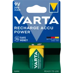 VARTA Oppladbart 9V 4pk