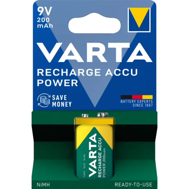 VARTA Oppladbart 9V 4pk 