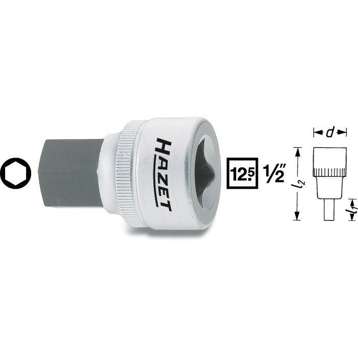 Hazet Skrutrekkerpipe 985-19 NV 19 mm 1/2 tomme firkantdrev | Unbrakoprofil