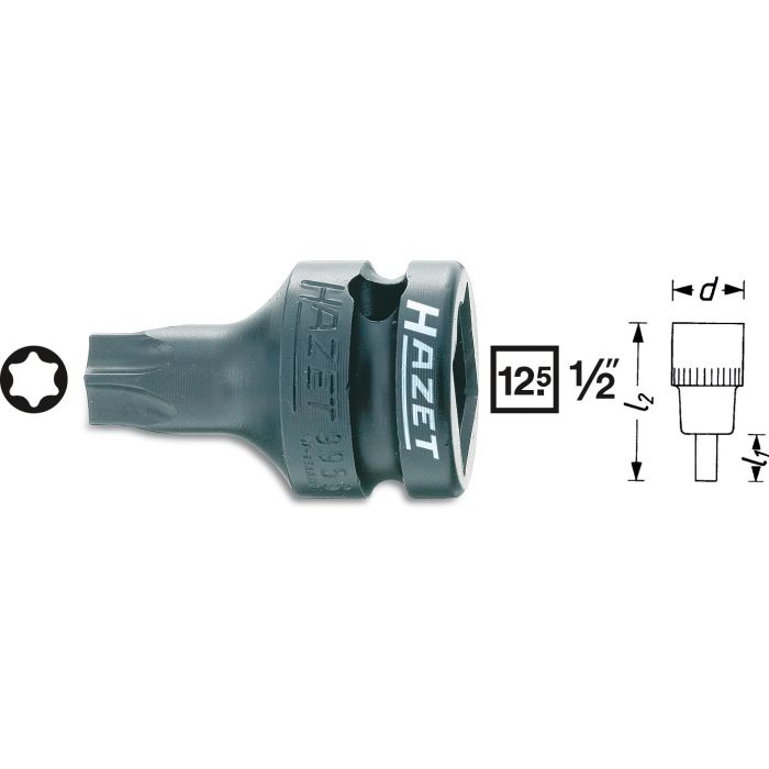 Hazet Slagskrutrekker-pipe 995S-T60 1/2 tomme firkantdrev | innv. TORX®