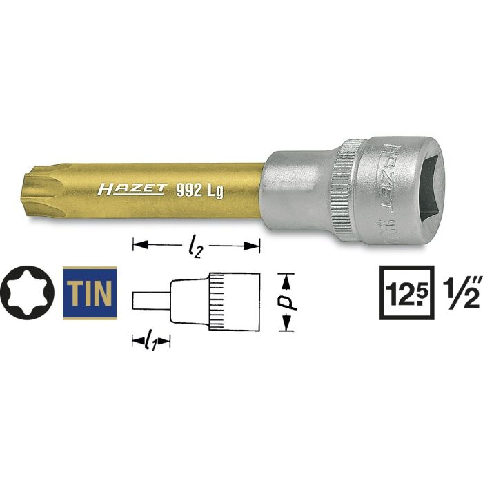 Hazet Skrutrekkerpipe 992LG-T55 NV 1/2 tomme firkantdrev | innv. TORX®