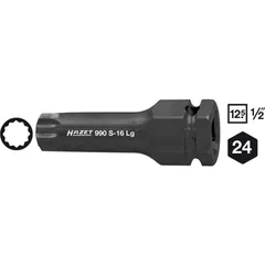 Hazet Slagskrutrekker-pipe 990S-16LG 1/2 tomme firkantdrev, 24 mm utvendig