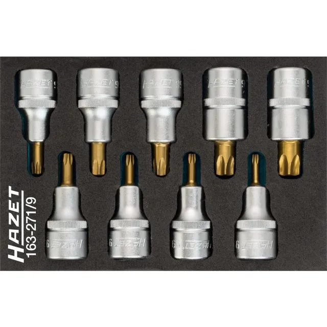 Hazet Sett med skrutrekkerpiper TORX® | 1/2 tomme firkantdrev | 9 deler 