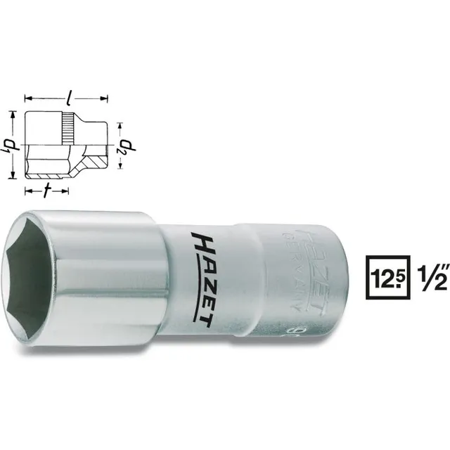 Hazet Tennplugg-pipe 900AMGT 6-kant 1/2 tomme firkantdrev | NV 16 mm | 5/8" 