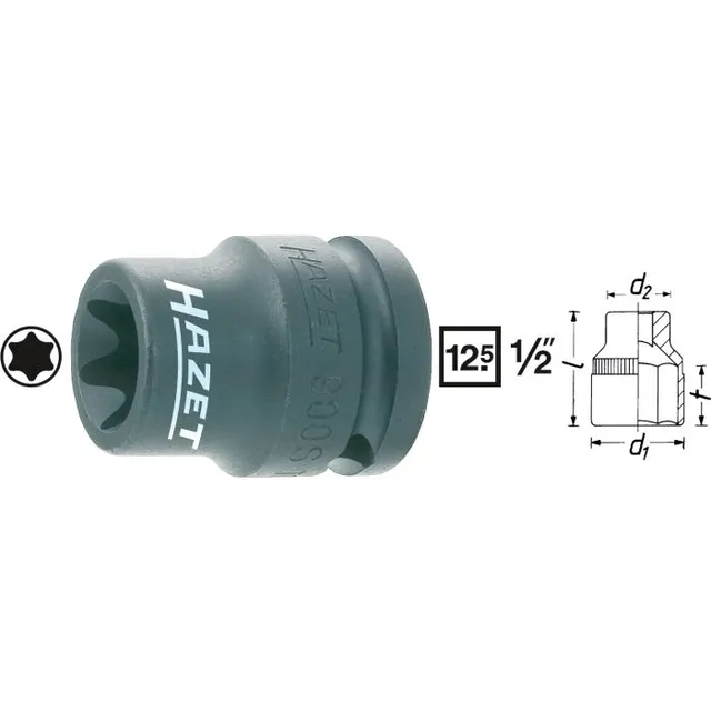 Hazet Slagpipe 900S-E10 utv. TORX® 1/2 tomme firkantdrev | NV E1 