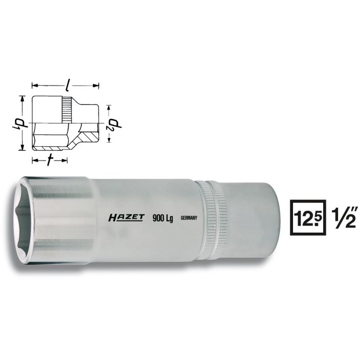 Hazet Pipe 900LG-15 6-kant 1/2 tomme firkantdrev | NV 15 mm