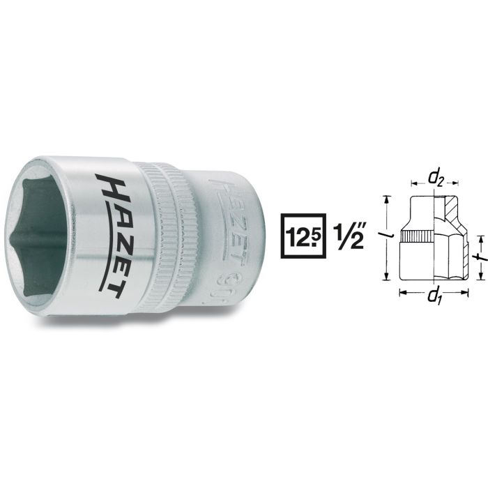 Hazet Pipe 900-29 1/2 tomme firkantdrev 6-kant | NV 29 mm