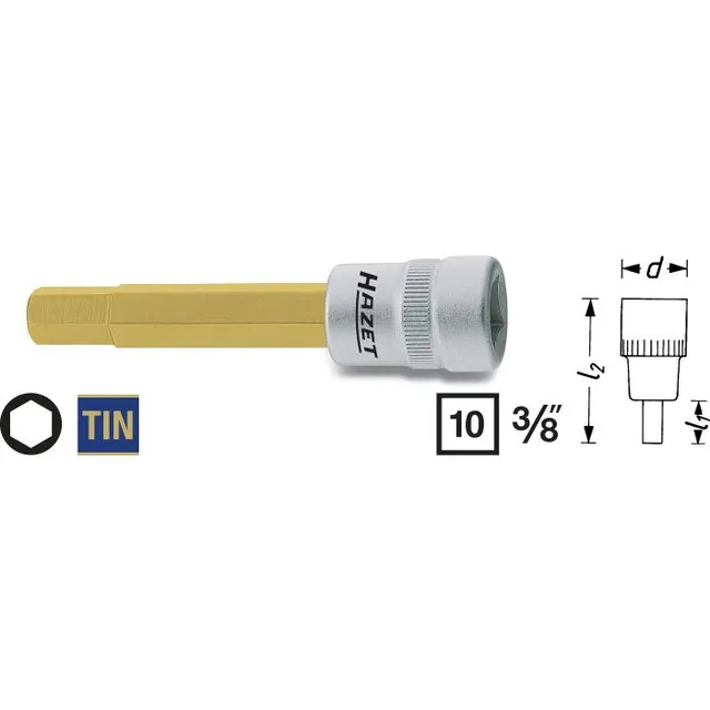 Hazet Skrutrekkerpipe 8801-10 NV 10 mm 3/8 tomme (1 mm) firkantdrev 