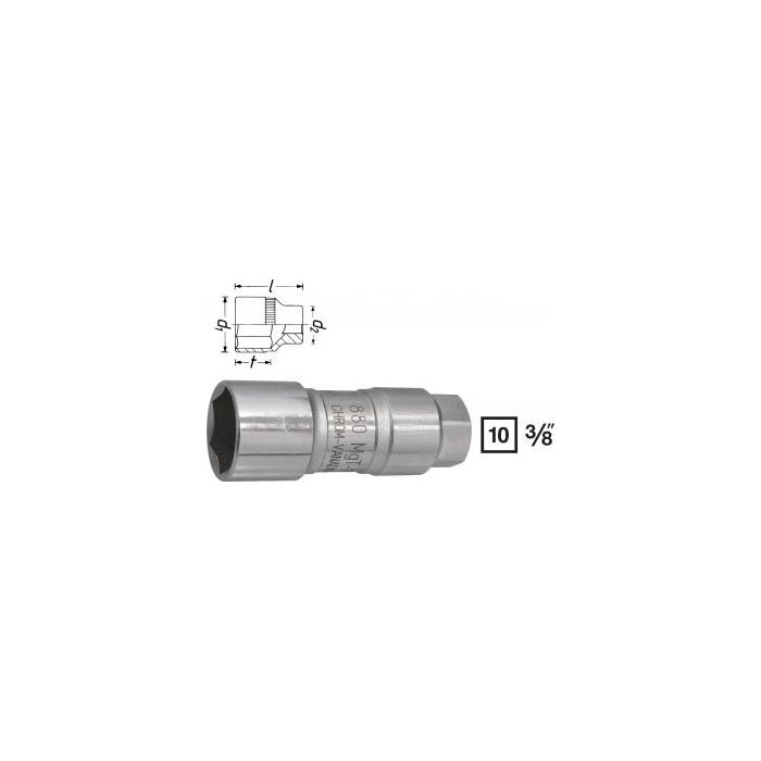 Hazet Tennplugg-pipe 880MGT-18 6-kant 3/8 tomme (1 mm) firkantdrev | NV 18 mm