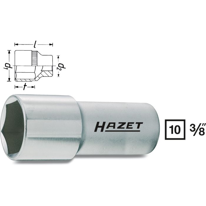 Hazet Tennplugg-pipe 880AMGT 6-kant 3/8 tomme (1 mm) firkantdrev | NV 16 mm