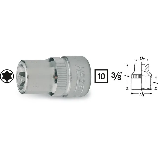 Hazet Pipe 880-E6 utv. TORX® 3/8 tomme (1 mm) firkantdrev | NV E6 