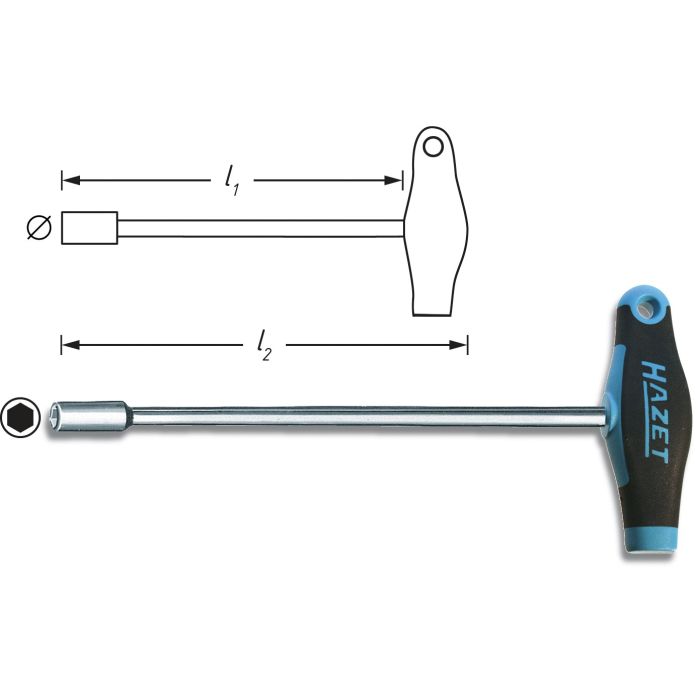 Hazet Pipeholder 428LG-10 6-kant med T-håndtak | NV 1 mm
