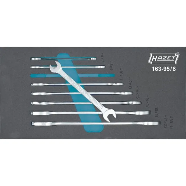 Hazet Dobbelt fastnøkkelsett 163-95/8 6-kant | 8 deler | 6 x 7 – 21 x 22 