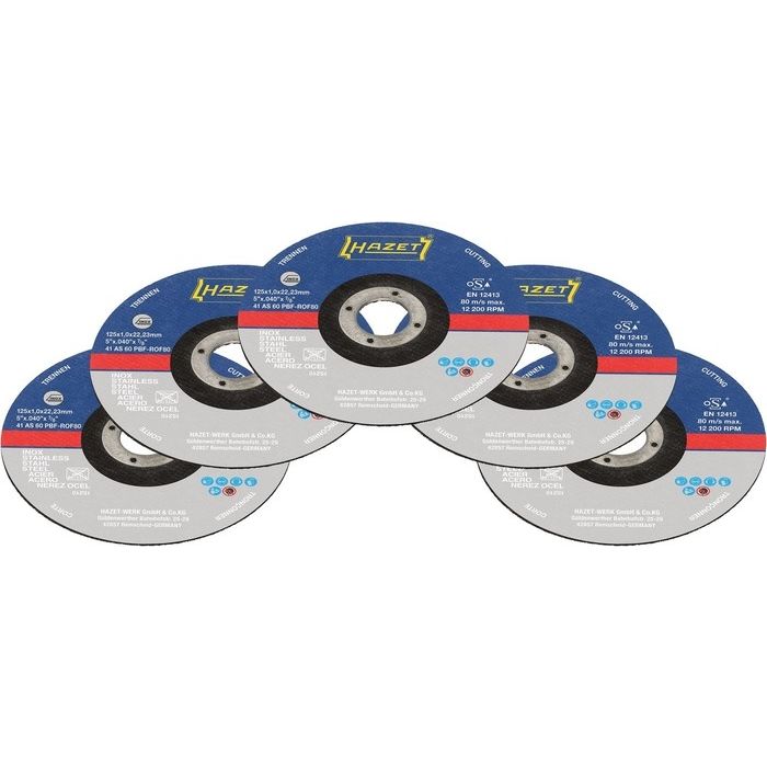 Hazet Slipeskive sett 9233-010/5 5 deler 125 x 1 x 22,23 mm (5 x ,4 x 7 / 8 ")