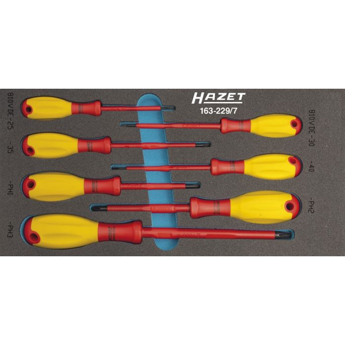 Hazet Skrutrekkersett 163-229/7 7 deler isolert | PH-profil PH, Slisseprofil