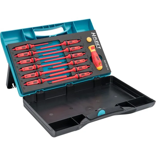 Hazet Skrutrekkersett 804VDE/14 14 deler isolert | 2,5 x ,4 – 6,5 x 1,2 | PH1 