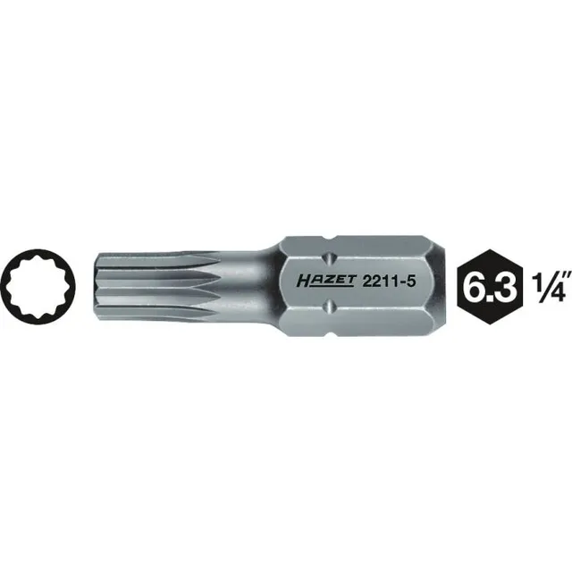 Hazet Bits 2211-4 1/4 tomme sekskant Innvendig flertannet profil XZN | NV M4 