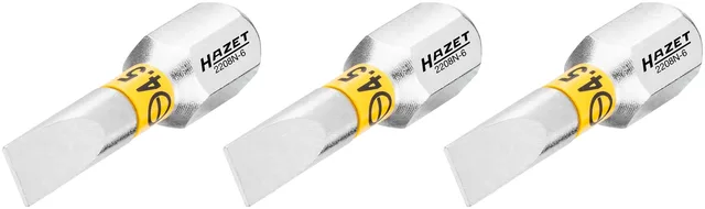 Hazet Bits 2208N-6/3 1/4 tomme sekskant Slisseprofil | 3 deler | NV ,6 x 4,5 mm 