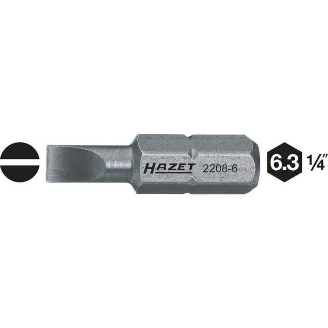 Hazet Bits 2208-6 1/4 tomme sekskant Slisseprofil | NV ,6 x 4,5 mm 