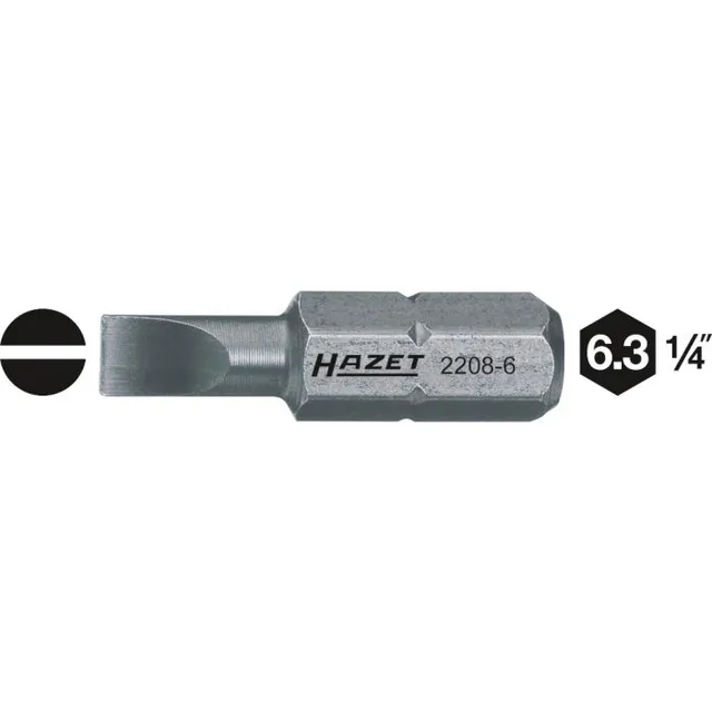 Hazet Bits 2208-10 1/4 tomme sekskant Slisseprofil | NV 1,2 x 6,5 mm 