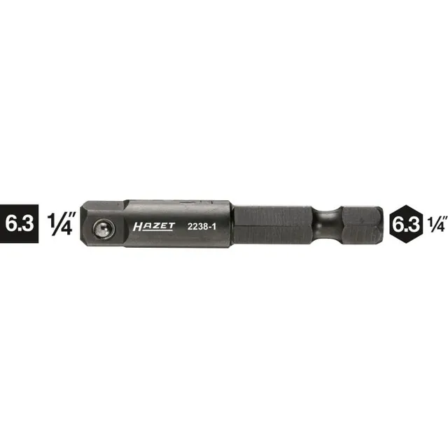 Hazet Adapter 2238-1 1/4 tomme sekskant 1/4 tomme firkantdrev | Lengde 5 mm 
