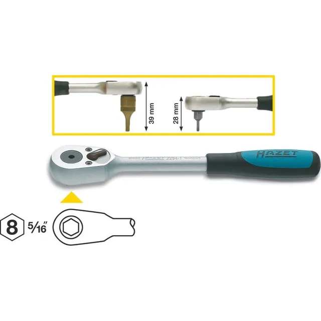 Hazet Skralle 2264-1 Lengde 200 mm for bits | 5/16 tomme hul sekskant 