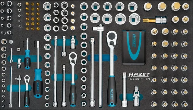 Hazet Pipesett 163-481/194N 194 deler 1/4 tomme firkantdrev, 1/2 tomme 