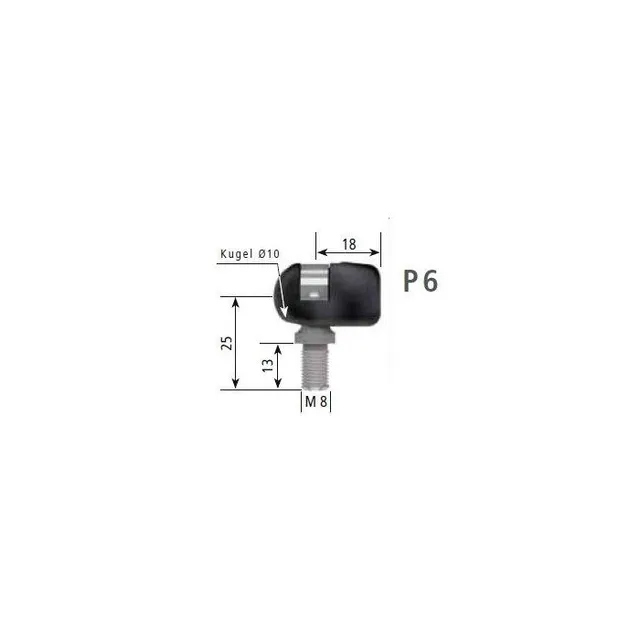 Stabilus endestykke plast med kule M6 