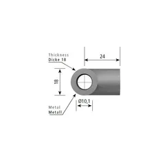 Stabilus endestykke 10 mm hull(M10 gjen)