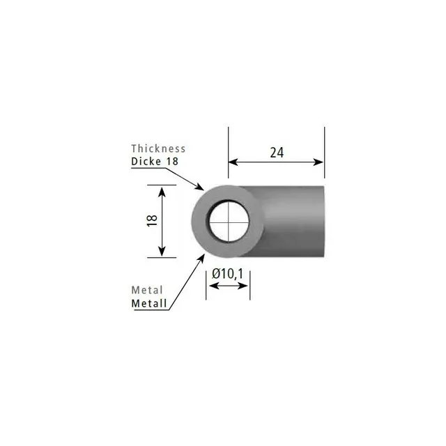 Stabilus endestykke 10 mm hull(M10 gjen) 