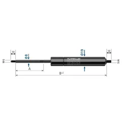 Stabilus 700N gassfjær l=255/s=100 univ